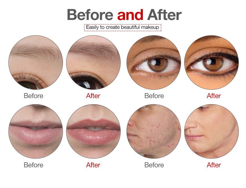 permanent makeup pen use before and after contrast